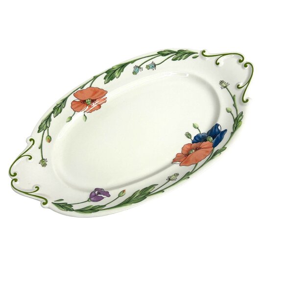 Villeroy & Boch Amapola Oval Serving Platter 14.5" x 9" Porcelain Floral Design - Picture 2 of 8